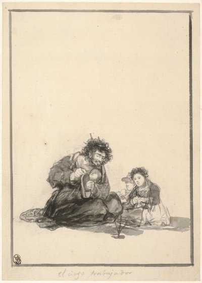 Den blinde arbejder, ca. 1815-1820 af Francisco de Goya